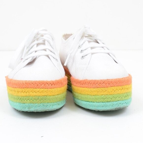 SUPERGA Rainbow Cotton Espadrille Platform Sneakers Size 7.5 - Picture 5 of 8